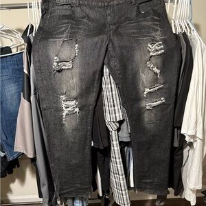 Trendy Distressed Charcoal Jeans